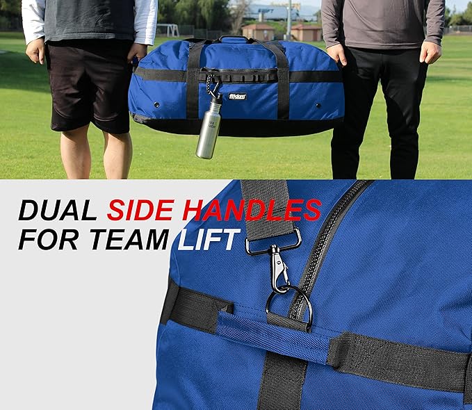 Fitdom Heavy Duty Extra Large Sports Gym Equipment Travel Duffel Bag W/Adjustable Shoulder & Compression Straps. Perfect for Team Coaches & Best for Soccer Baseball Basketball Hockey Football & More