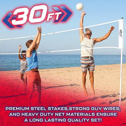 Franklin Sports Outdoor Volleyball Net Sets - Beach + Backyard Portable Volleyball Net with Poles - Complete Outdoor Volleyball Sets with Net + Volleyball Included