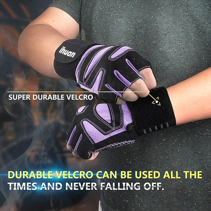 ihuan Ventilated Weight Lifting Gym Workout Gloves with Wrist Wrap Support for Men & Women, Full Palm Protection, for Weightlifting, Training, Fitness, Hanging, Pull ups