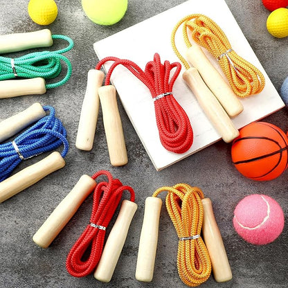 30 Pack Jumping Rope Bulk with Wooden Handles 8.53 Ft Adjustable Long Skipping Rope for Multiplayer Double Dutch Jump Rope for Kids Adults Exercise Outdoor Fun School Sport Game Gift