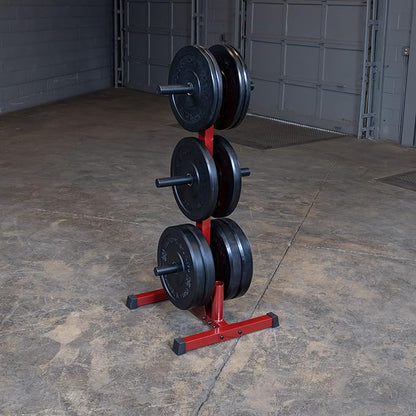 Body-Solid (BFWT10) Weight Tree Rack for Olympic Plates - Bumper Plate Storage, Weight Plate Holder