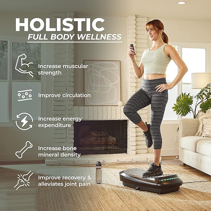 Sunny Health & Fitness Vibration Plate Exercise Machine, Full Body Vibrate Platform for Lymphatic Drainage with Multiple Speeds and Modes, Vibrating Plate Machine for Tension Relief & Weight Loss