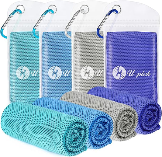 U-pick Cooling Towels for Hot Weather, Soft Instant Cold Breathable Towel, Chilly Rags for Neck, Sweat Towels for Gym, Yoga, Golf, Tennis, Workout, Travel & More Activities