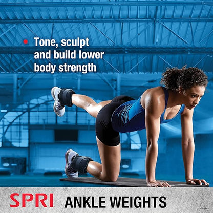 SPRI Adjustable Ankle Weights - Walking Weights for Strength Training Exercises, Resistance Endurance Workouts, General Fitness - For Strengthening & Toning Lower Body