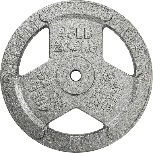 HulkFit 1 inch and 2 inch Cast Iron Weight Plate with Multi-Grip Handles and Enamel Coated for Barbells & Plate Only Strength Training - Grey