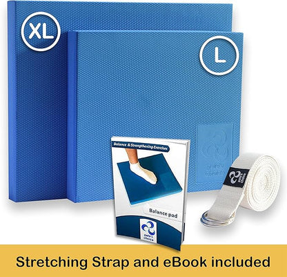 XL or L Foam Balance Pad - FREE Stretching Strap & Booklet | Extra Large Balance Pads - Physical Therapy, Ankle & Knee Rehab