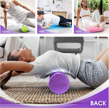 Yes4All High-Density Foam Roller for Back Relief, Yoga, Exercise, Muscle Deep Tissue Massage 12-18-24-36- Purple - 12 Inches