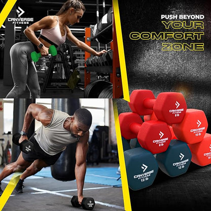 Neoprene Workout Dumbbells Weights - Non Slip, Anti Roll Exercise & Fitness Only Dumbbells Combo - Hex Shaped Hand weights for Men & Women - Ideal for Home and Gyms training