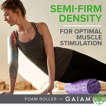 Gaiam Restore Foam Roller for Muscle Massage - Deep Tissue Muscle Massager for Sore Muscles & Stimulation - Total Body Pain Relief, Back, Neck, Foot, Calf, Leg, Arm (18 Inch and 36 Inch)