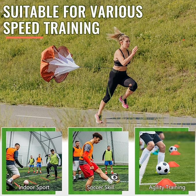 Agility Ladder Agility Training Equipment Set-20ft Speed Ladder/Running Parachute/24 Soccer