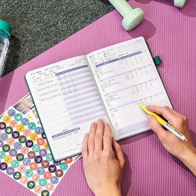 Clever Fox Fitness & Food Journal – Nutrition & Workout Planner for Women & Men – Diet & Gym Exercise Log Book with Calendars, Diet & Training Trackers - Undated, A5 Size, Hardcover (Dark Teal)