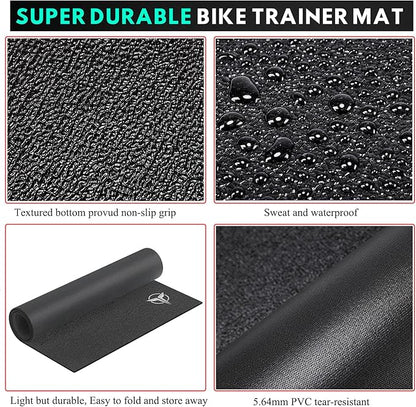 GEWAGE Bike Mat 31.5" x 59"- Exercise Stationary Bike Mat Use on Hardwood Floor - Heavy Duty Cycling Trainer Floor Mat for Spin, Peloton, Stationary, Exercise Bike (31.5" x 59") Black