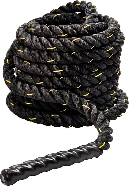 Signature Fitness Battle Rope 1.5Inch 2 Inch Diameter Poly Dacron 30 FT, 40 FT, 50 FT Length, Heavy Ropes for Home Gym and Workout