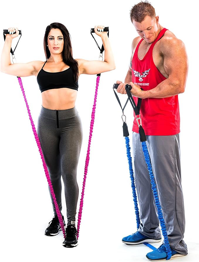 The x Bands Workout Bands - Exercise Bands Resistance Bands - Premium Long Resistance Band Set with Handles, Door Anchor and Ankle Attachments Tube Bands with Anti-Snap Nylon Cover