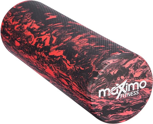 Maximo Fitness Foam Roller - 18" x 6" High Density Exercise Roller for Trigger Point Self Massage, Muscle and Back Roller for Fitness, Physical Therapy, Yoga and Pilates, Gym Equipment, Red/Black