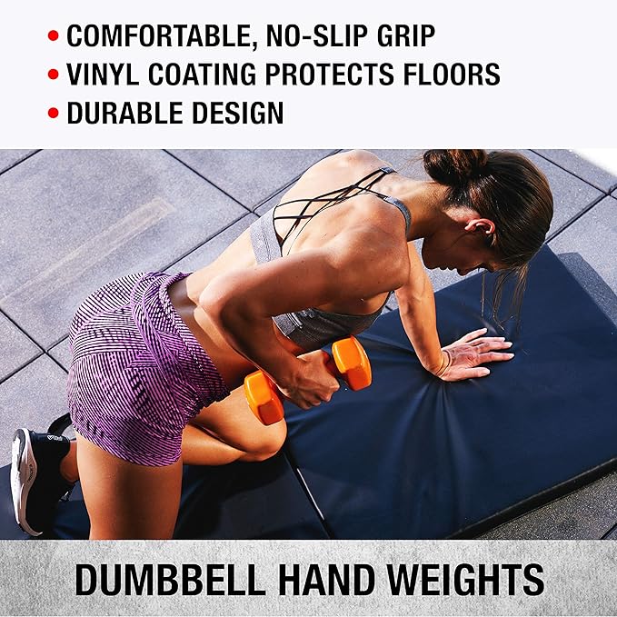 Dumbbells Hand Weights Set of 2 - Vinyl Coated Exercise & Fitness Dumbbell for Home Gym Equipment Workouts Strength Training Free Weights for Women, Men (1-10 Pound, 12, 15, 18, 20 lb)