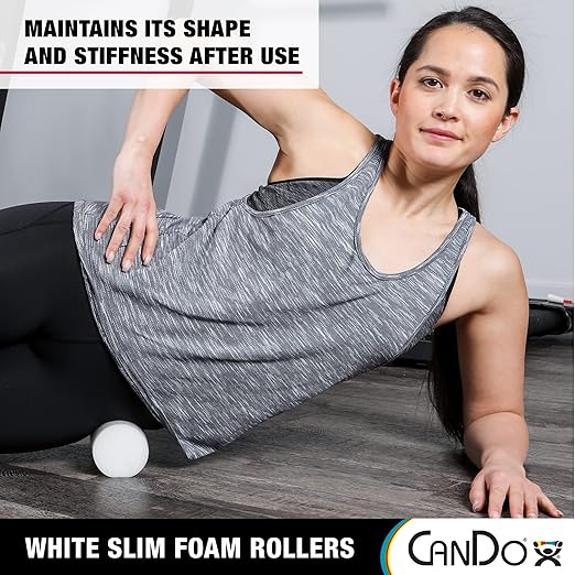 CanDo Slim White PE Foam Rollers for Exercise, Fitness, Muscle Restoration, Massage Therapy, Sport Recovery and Physical Therapy for Home, Clinics, Professional Therapy 3" x 12" Round