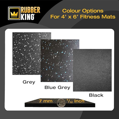 Rubber King Multi-Purpose Exercise Mat - 100% Recycled Thick Rubber Mat for Home Gym Flooring, Non-Slip, Low-Odor Durable Workout Mat for Indoor/Outdoor, Shoe-Friendly