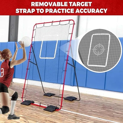 Adjustable Volleyball Rebounder Net 7x4 ft, Volleyball Bounce Back Net with 5 Angles, Volleyball Training Practice Equipment with Removeable Target Strap