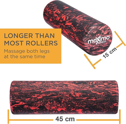 Maximo Fitness Foam Roller - 18" x 6" High Density Exercise Roller, Muscle and Back Roller for Massage, Fitness, Physical Therapy, Yoga and Pilates, Gym Equipment