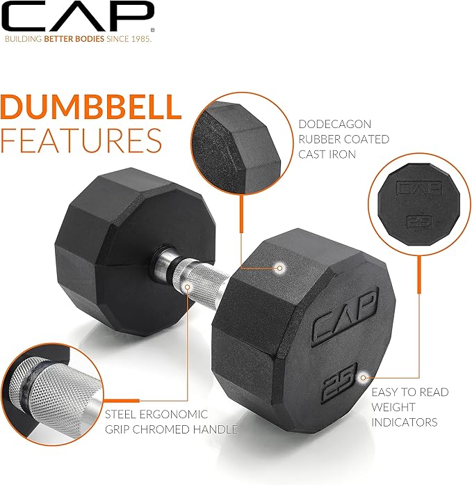 CAP Barbell Dumbbell Set with Rack | Multiple Options in 150lbs and 210lbs