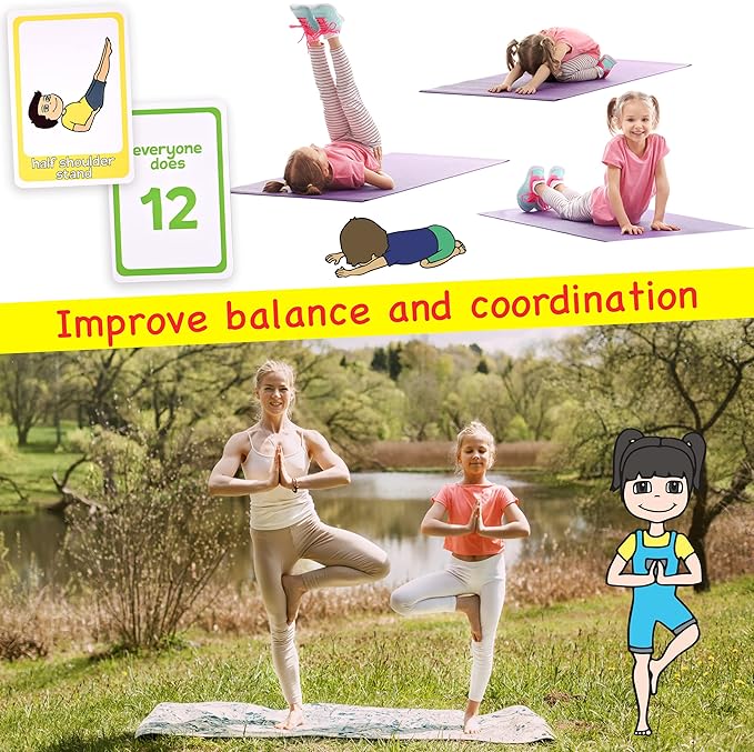 Yoga Cards for Kids - Fun Yoga Pretzels for a Yoga Kid, Yoga Exercises Cards & Kids Yoga Cards, Play Yoga Games for Children & Memory Yoga Game, Yoga Games for Kids, Yoga Preschool - Kids Meditation.