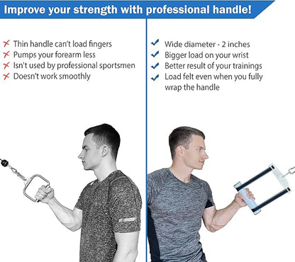 Arm Wrestling Exercise Handle - Handle and Strap for Training at The Gym, Wrist and Forearm Strengthener, Workout Equipment, Fat Grip