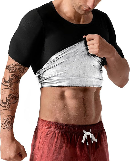 Men Sauna Shirt Sweat Suit Slimming Vest Workout Tank Top Waist Trainer Shaper