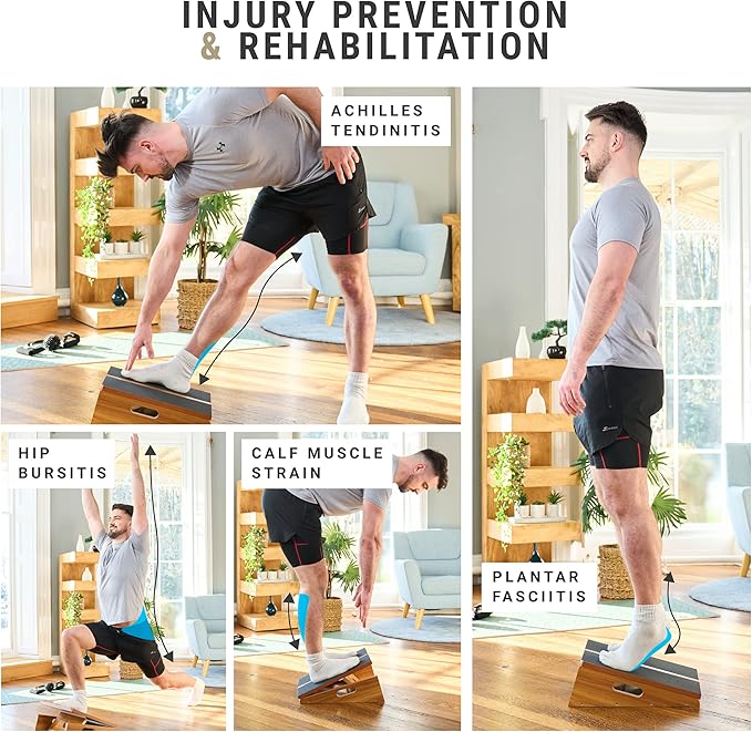 Professional Slant Board & Calf Stretcher - Foldable Wooden Slant Board for Squats - Adjustable Incline Board for Calf Stretching