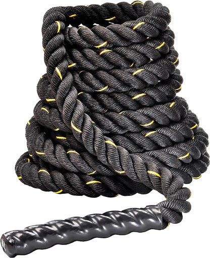 Signature Fitness Battle Rope 1.5Inch 2 Inch Diameter Poly Dacron 30 FT, 40 FT, 50 FT Length, Heavy Ropes for Home Gym and Workout