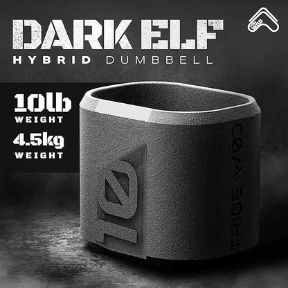 Tribe WOD Dark Elf Hybrid Dumbells 10-35lb - Cross Training Workout Equipment for Muscle Building and Mobility, Cardio Fitness, Weights for Women & Men (Pack of 1)