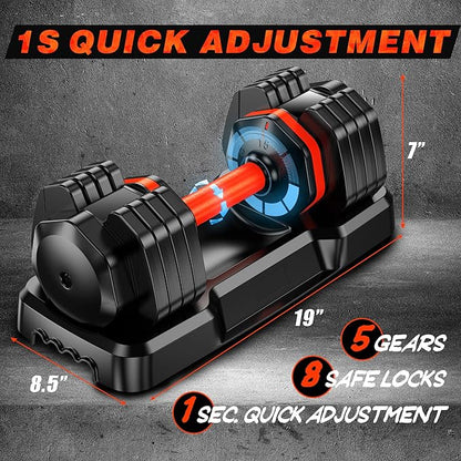 Single Adjustable Dumbbell 55LB 15~55lb Increment