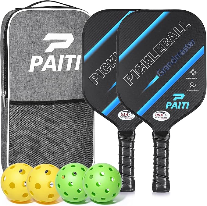 Pickleball Paddles, USAPA Approved Reinforced 13mm Thick Core Fiberglass Surface Pickleball Set with Pickleball Rackets,pickleball paddles set of 2, Pickle Ball Paddle Set tennis gifts for Men Women