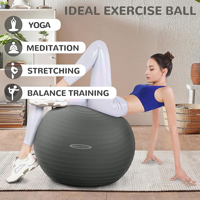 Anti-Burst and Slip Resistant Exercise Ball Yoga Ball Fitness Ball Birthing Ball with Quick Pump, 2,000-Pound Capacity, Multiple Colors and Sizes