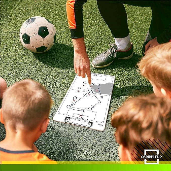 Scribbledo Soccer Dry Erase Coaching Board 15"x9" Soccer Whiteboard for Coaches Soccer Coaching Equipment Accessories Tactics Field Board Making it The Perfect Coach Gifts