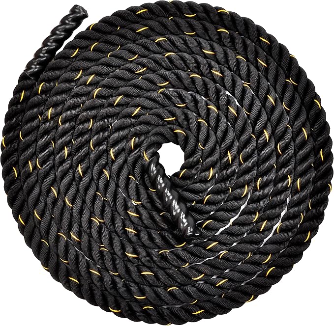 Battle Rope 1.5Inch 2 Inch Diameter Poly Dacron 30 FT, 40 FT, 50 FT Length, Heavy Ropes for Home Gym and Workout