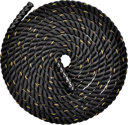 Signature Fitness Battle Rope 1.5Inch 2 Inch Diameter Poly Dacron 30 FT, 40 FT, 50 FT Length, Heavy Ropes for Home Gym and Workout