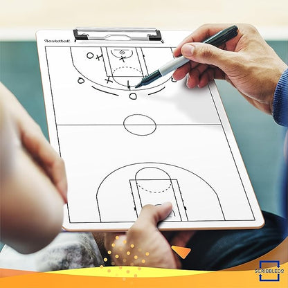 Scribbledo Basketball Dry Erase Board for Coaches 15"x9" Double Sided Basketball Whiteboard Coaching Board Equipment Basketball Accessories The Perfect Coach Gifts