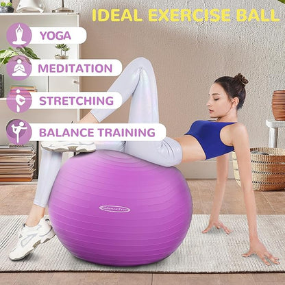 Anti-Burst and Slip Resistant Exercise Ball Yoga Ball Fitness Ball Birthing Ball with Quick Pump, 2,000-Pound Capacity, Multiple Colors and Sizes