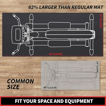 Exercise Equipment Mat 84x36, 6mm Thick High-Density Treadmill Mat for Exercise Bike, Elliptical, Exercise Mat for Jump Rope, Workout, Yoga, Gym Flooring for Hardwood Floor Carpet Protection