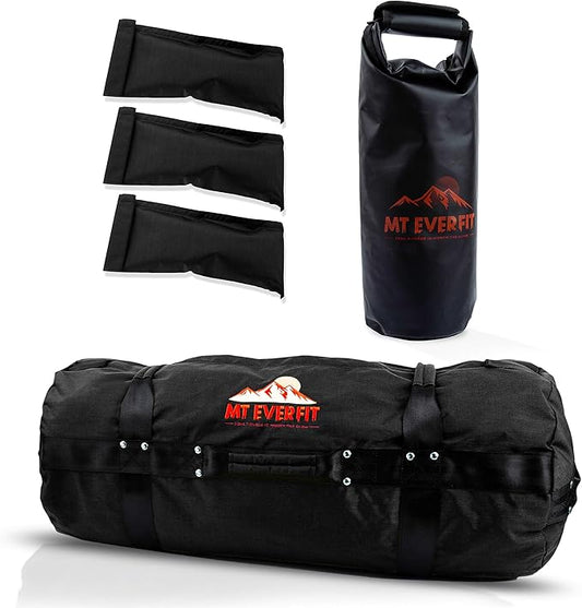 Sandbag Workout Bag & Sandbag Kettlebell Set - Heavy Duty Functional Triple Stitched Fitness Sandbags Made from 1050 Cordura with 8 Thick Foam Padded Handles & 3 Inner Bags