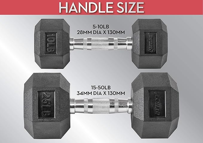 Lifeline Fitness Hex Dumbbells, Rubber Wrapped Hex Dumbbells, Premium Quality, Ergonomic Knurled Handle, Dumb Bells for Exercise, Home Gym Exercise Weights