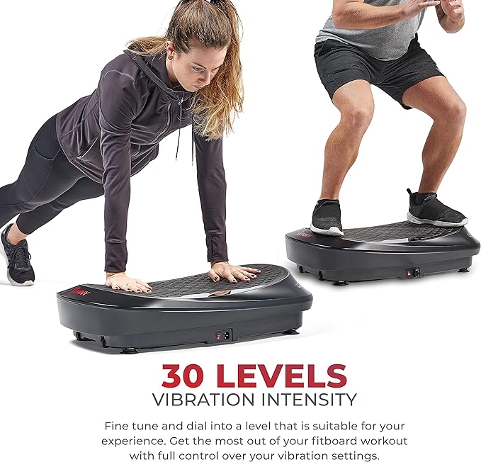 Sunny Health & Fitness Vibration Plate Exercise Machine, Full Body Vibrate Platform for Lymphatic Drainage with Multiple Speeds and Modes, Vibrating Plate Machine for Tension Relief & Weight Loss