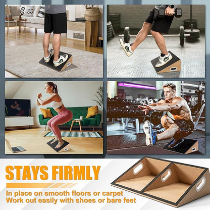 Slant Board, Calf Stretcher Slant Board for Calf Stretching, Squats, Knees Over Toes, Weightlifting, and Fitness, Larger Board Capability for More Professional Workout