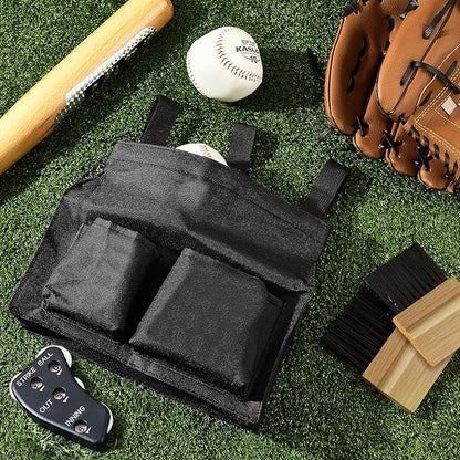 Dunzy 3 Pcs Umpire Gear Set includes Baseball Umpire Brush, Black Umpire Ball Bag and Umpire Indicator for Men Youth Referee Equipment Accessories Kit