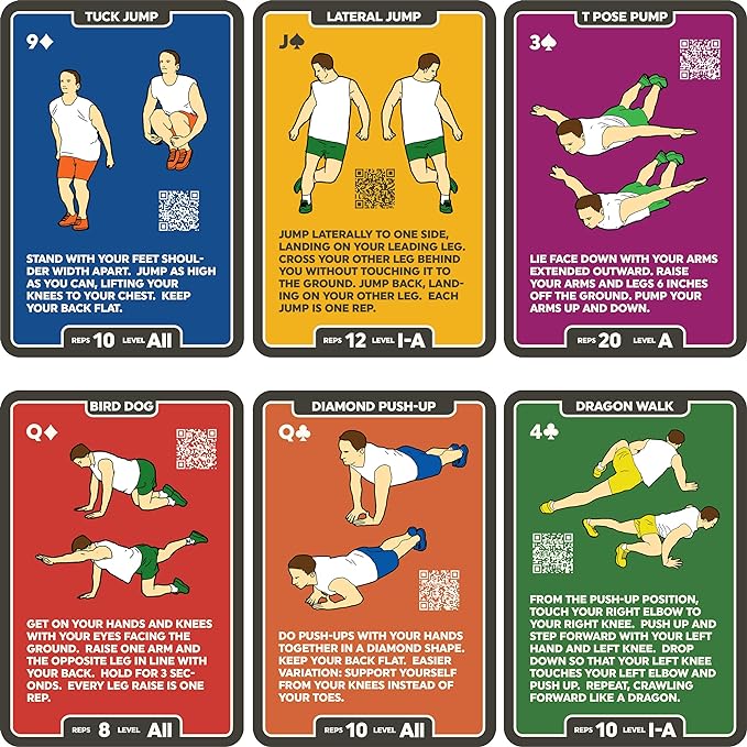 Bodyweight Exercise Cards: Workout Playing Card Game. Designed by a Military Fitness Expert. Video Instructions Included. No Equipment Needed. Burn Fat Build Muscle.