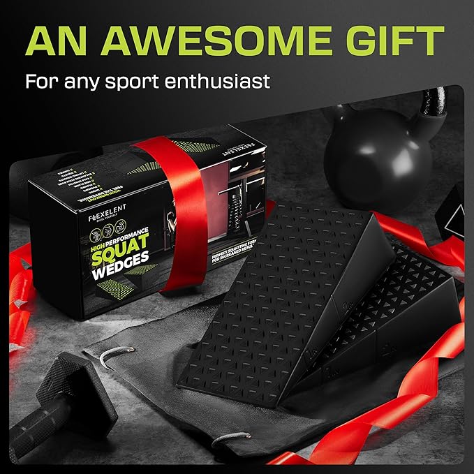 Squat Wedge Block Pair, Squat Ramp, Calf Raise Block, Anti-Slip Slant Board for Squats, ATG Equipment to Boost Workout, 17° Incline, 3.5x5.9x12.2, Backpack Included