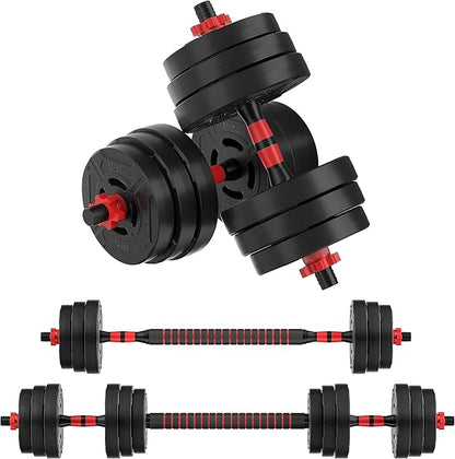 Signature Fitness Multi-Functional Portable Changeable Dumbbell and Barbell Kettlebell Set With Adjustable Weights, 20/32/50/60LBS, Multiple Sizes