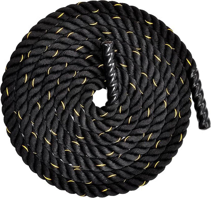 Battle Rope 1.5Inch 2 Inch Diameter Poly Dacron 30 FT, 40 FT, 50 FT Length, Heavy Ropes for Home Gym and Workout