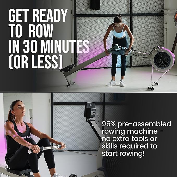 Air Rowing Machine | Foldable Gym-Quality Row Machine | 10- Damper Levels Cardio Machine for Full-Body Workout | Rowing Machine for Home Use with LED-Monitor | Rower Machine for Home Gym